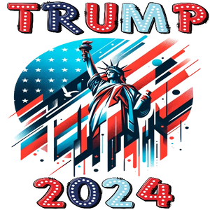 Trump 2024 - Statue Of Liberty USA Flag Background