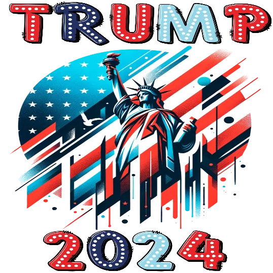 Trump 2024 - Statue Of Liberty USA Flag Background