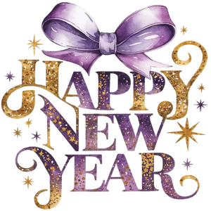 New Year Glitter Bow Purple