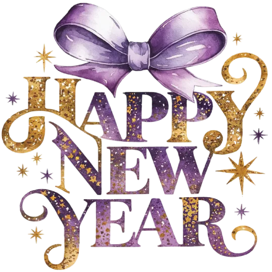 New Year Glitter Bow Purple