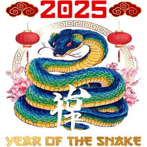 Glorious Blue Snake - Floral Year Of The Snake Design