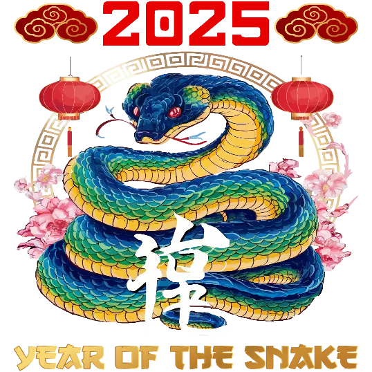 Glorious Blue Snake - Floral Year Of The Snake Design