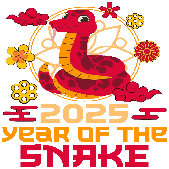 Snake And Flowers New Year 2025