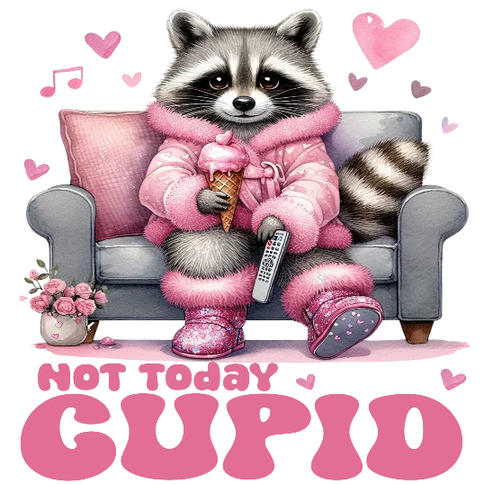 Not Today Cupid - Cozy Valentine\'s Raccoon