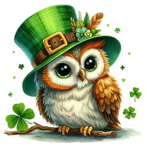 Owl Surrounded By Clovers - Cute St. Patrick\'s Day Animals