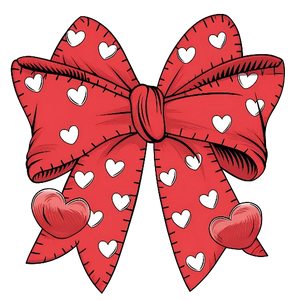 White Heart Dotted Red Bow