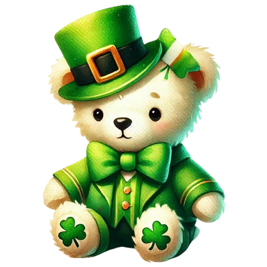 White Teddy Bear - Cute St. Patrick\'s Animals