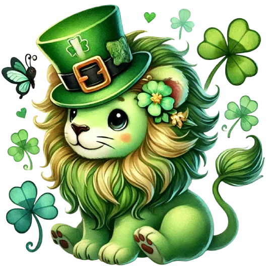 Green Baby Lion - Cute St. Patrick\'s Animals