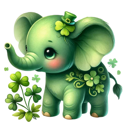 Green Elephant - Cute St. Patrick\'s Animals