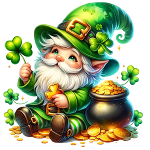 Gnome With Clovers And Pot Of Gold
