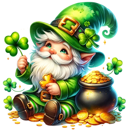 Gnome With Clovers And Pot Of Gold