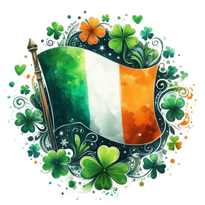 Irish Flag Surrounded By Clovers
