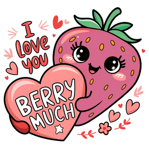 I Love You Berry Much - Cute Strawberry And Heart
