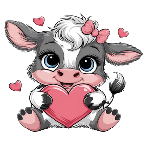 Cute Baby Cow Holding A Heart
