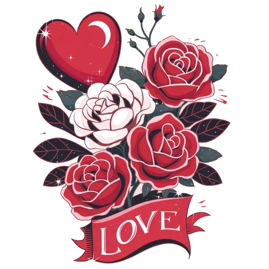 Love, Heart And Roses