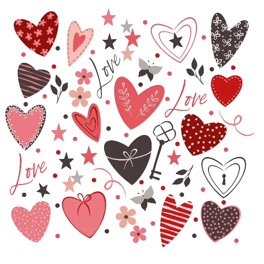 Valentine's Day Hand-drawn Hearts