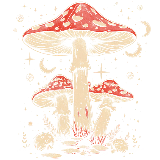 Boho Retro Hippie Mushrooms Natural
