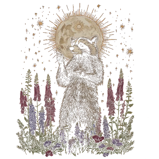 Racoon Floral Moon 1