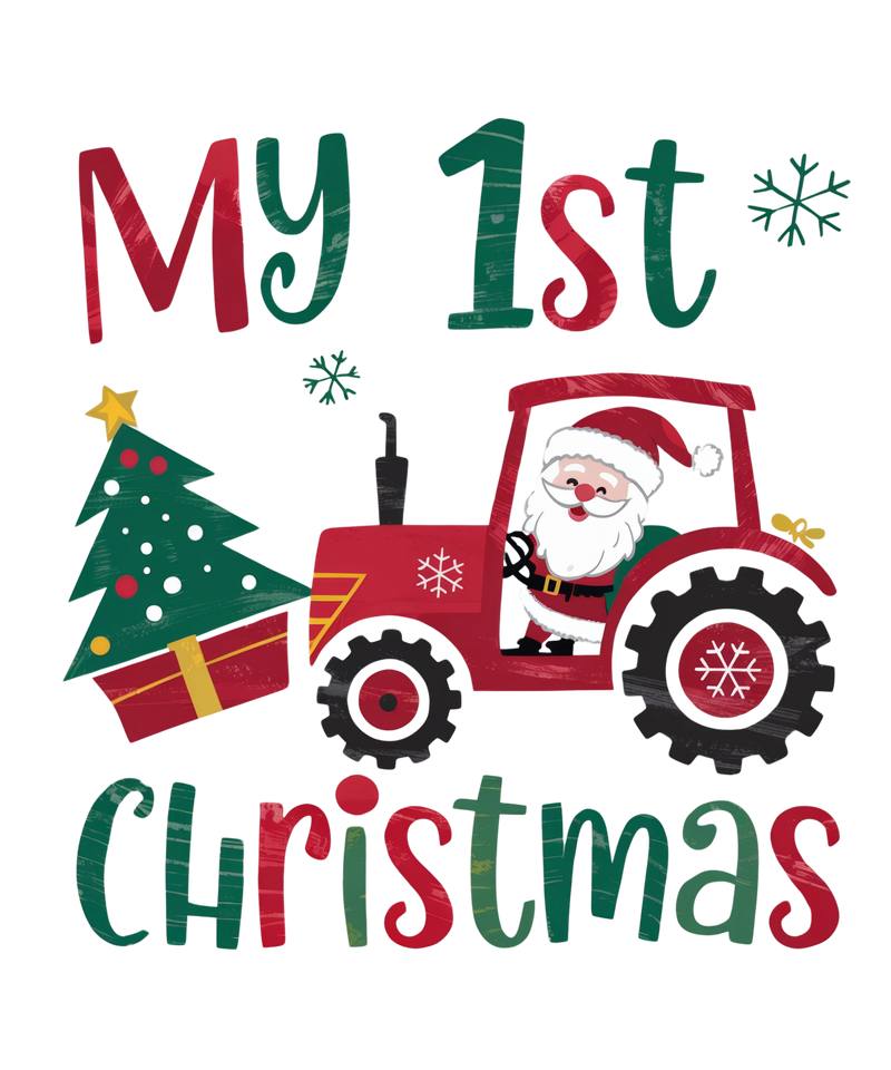My first christmas - Santa in a tractor